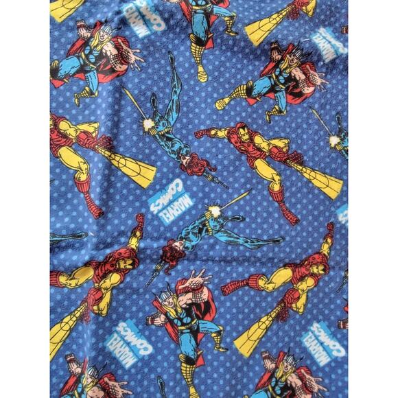 Marvel Retro Comics Blue Flannel Fabric 1/2 Yard - Picture 1 of 3